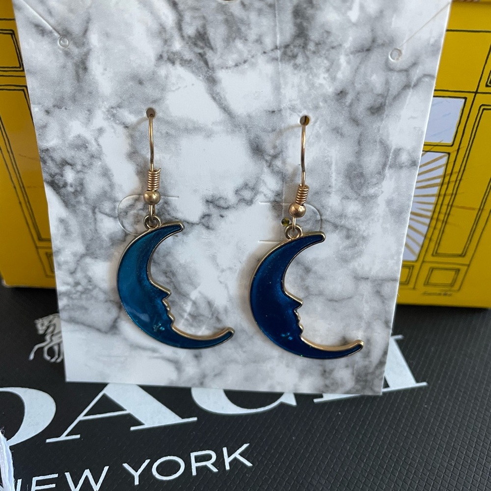 Beautiful blue moon crescent earrings.